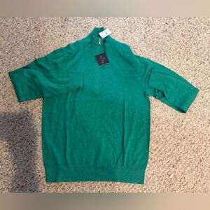 NWT Brooks Brothers Regent Fit 1/4 Zip Sweater - Heather Green